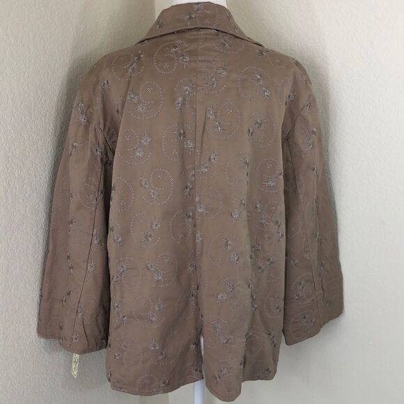 Live A Little Tan Brown Embroidered Blazer Size 2X NWT - Picture 6 of 7